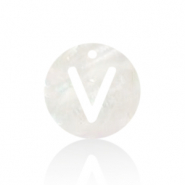 Pendentifs coquillage specials lettre V Blanc (couleur naturelle)