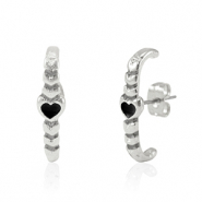 Apprêts en métal DQ boucles d'oreilles coeur Argenté antique-noir (sans nickel)