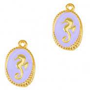 Breloques en m&eacute;tal DQ hippocampe Dor&eacute;-violet lavande (sans nickel)