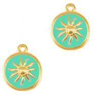 Breloques en m&eacute;tal DQ soleil Dor&eacute;-bleu veraman (sans nickel)