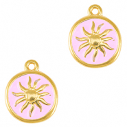 Breloques en m&eacute;tal DQ soleil Dor&eacute;-rose lilas (sans nickel)