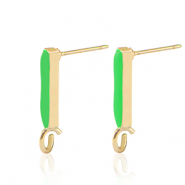 Apprêts en métal DQ puce d'oreille barre Doré-vert néon (sans nickel)