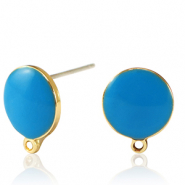 Apprêts en métal DQ puce d'oreille Doré-bleu pétrole (sans nickel)