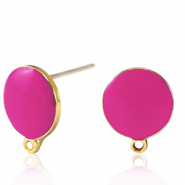 Apprêts en métal DQ puce d'oreille Doré-rose fuchsia néon (sans nickel)