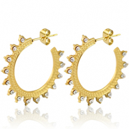Boucles d'oreilles en acier Inox créoles 30mm Doré-cristal