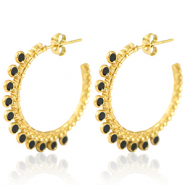 Boucles d'oreilles en acier Inox créoles 30mm Doré-noir