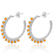 Boucles d'oreilles en acier Inox créoles 30mm Argenté-orange