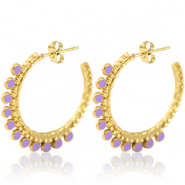 Boucles d'oreilles en acier Inox créoles 30mm Doré-violet