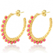 Boucles d'oreilles en acier Inox créoles 30mm Doré-magenta
