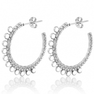 Boucles d'oreilles en acier Inox créoles 30mm Argenté-blanc