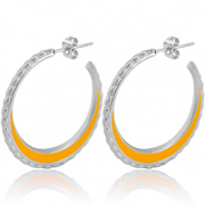 Boucles d'oreilles en acier Inox créoles 30mm Argenté-orange