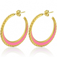 Boucles d'oreilles en acier Inox créoles 30mm Doré-rose