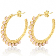 Boucles d'oreilles en acier Inox créoles 30mm Doré-rose vintage