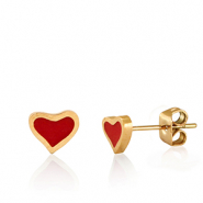 Boucles d'oreilles en acier Inox coeur Rouge-doré