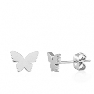 Boucles d'oreilles en acier Inox papillon Argenté