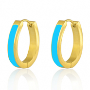 Boucles d'oreilles en acier Inox Bleu aqua-doré