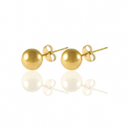 Boucles d'oreilles / puces d&rsquo;oreilles en acier Inox 4mm Dor&eacute;