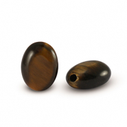 Pierres naturelles perles &OElig;il de tigre oval Marron dor&eacute;