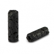 Pierres naturelles perles Pierre Volcanique tube Noir