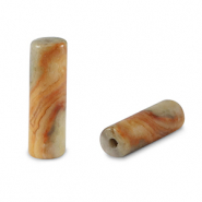 Pierres naturelles perles Marbre tube Marron clair-rouge rouille