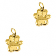 Breloques en acier Inox patte de chien Dor&eacute;