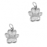 Breloques en acier Inox patte de chien Argent&eacute;