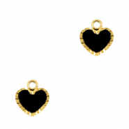 Breloques en acier Inox coeur Dor&eacute;-noir