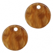Pendentifs en r&eacute;sine 12mm Orange r&eacute;colte-marron