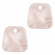 Pendentifs en r&eacute;sine trap&egrave;ze paillet&eacute; Rose hortensia