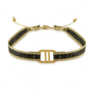 Bracelets tendance ruban avec connecteur acier inox Noir-doré