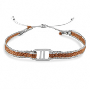 Bracelets tendance ruban avec connecteur acier inox Marron-argenté