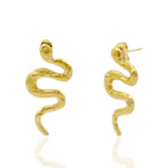Boucles d'oreilles puces en acier inox serpent Doré