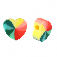Perles en polymère coeur Multicolore