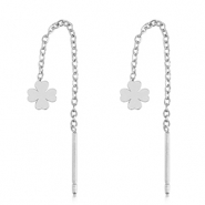 Boucles d'oreilles en acier Inox trèfle Argenté