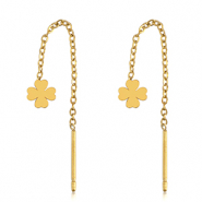 Boucles d'oreilles en acier Inox trèfle Doré