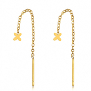 Boucles d'oreilles en acier Inox fleur Doré