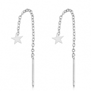 Boucles d'oreilles en acier Inox étoile Argenté
