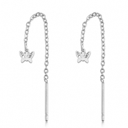 Boucles d'oreilles en acier Inox papillon Argenté