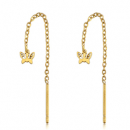 Boucles d'oreilles en acier Inox papillon Doré