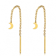 Boucles d'oreilles en acier Inox lune Doré