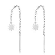 Boucles d'oreilles en acier Inox soleil Argenté