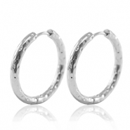 Boucles d'oreilles en acier Inox créoles 25mm Argenté