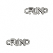 Breloques en métal DQ connecteur "FUN" Argenté antique (sans nickel)