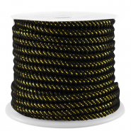 Cordon tendance 3mm Noir-dor&eacute;