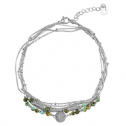 Chaines de cheville en acier Inox pierre Argenté-vert