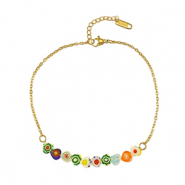 Bracelets en acier Inox millefiori Doré-multicolore