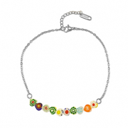 Bracelets en acier Inox millefiori Argenté-multicolore