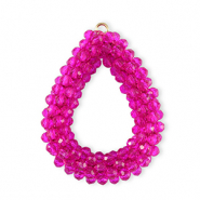 Boucles pendentifs facettées goutte Fuchsia