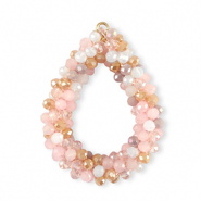 Boucles pendentifs facettées goutte Multicolore beige-rose