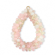 Boucles pendentifs facettées goutte Multicolore cristal-rose